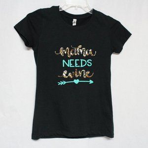 Women's Ideal T by Next Level Medium Mama Needs Wine Short Sleeve T Shirt